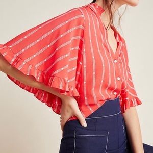 Anthropologie Flutter-Sleeved Buttondown by Maeve